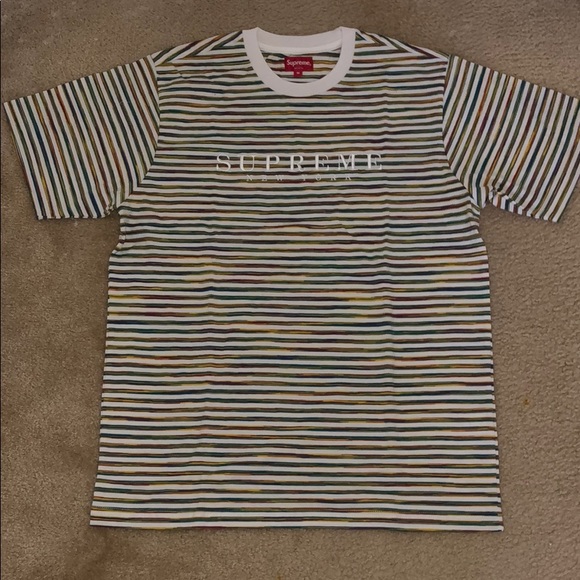 Men’s Supreme static striped Tee t shirt white - Picture 3 of 8